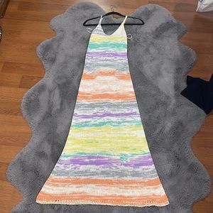 Zara crochet maxi rainbow dress